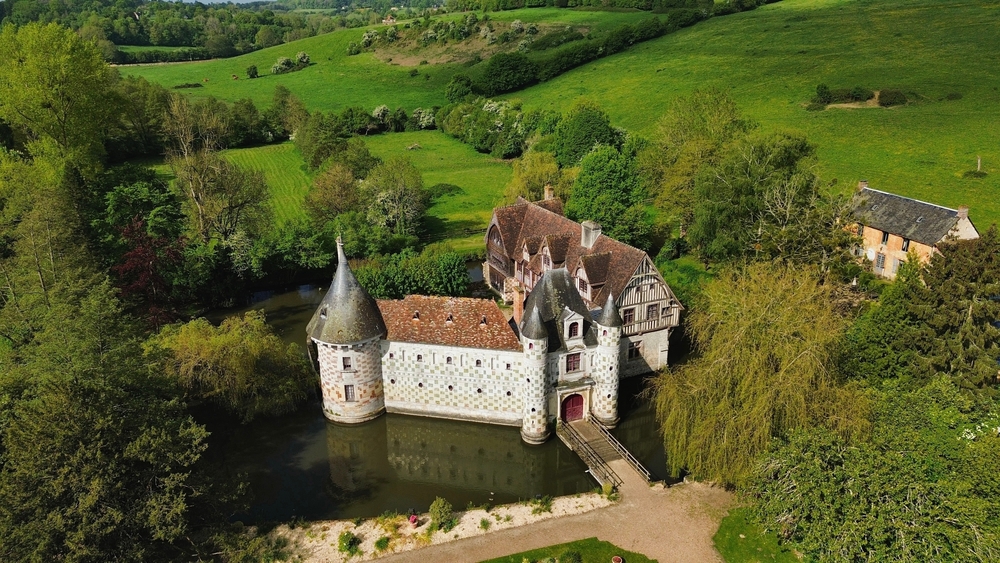 Drone,Photo,Saint germain de livet,Castle,France,Europe