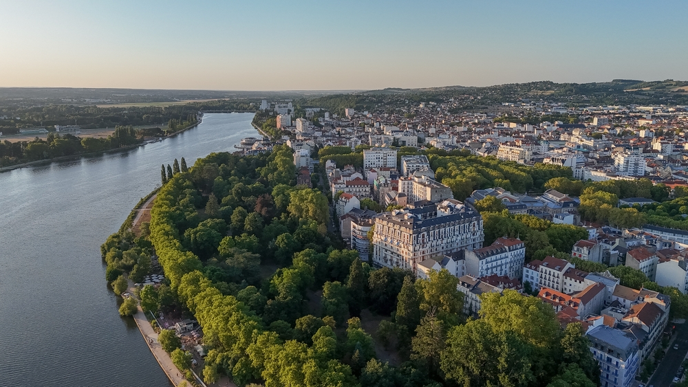 Aerial,View,Of,The,Town,Of,Vichy,In,Auvergne,At